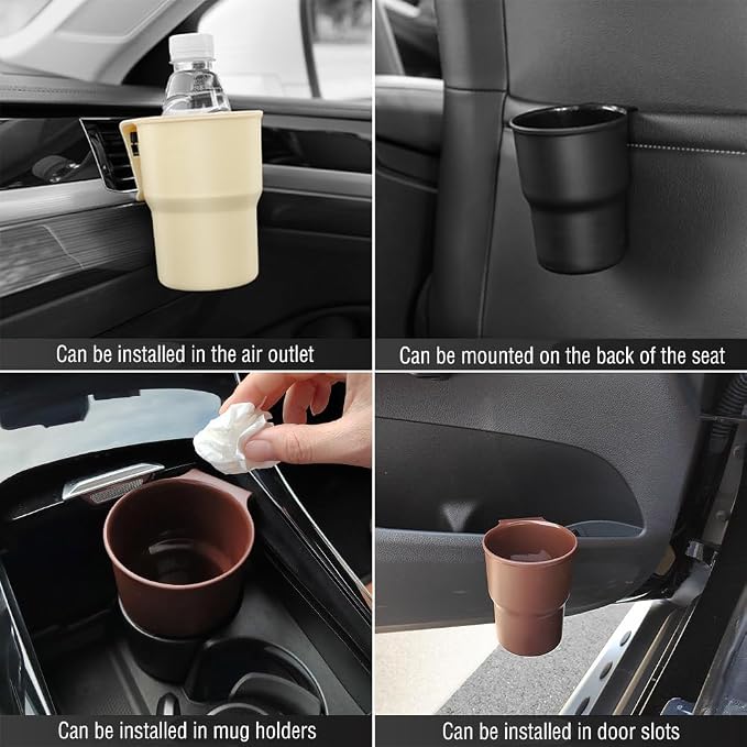 Hanging Cup Holder for Car Air Vents/Windows,Multi-Function Car Cup Holder Organizer/Car Trash Can,Universal Car Window Cup Holders with 2 Hooks Fits Most Cup Types (Black) - Image 6