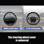 Steering Wheel Cover, Microfiber Leather Splicing with Classic Embossing,Contrasting Colors Anti-Slip Breathable Auto Car Steering Wheel Cover Fit 15 Inch Car Wheel Protector (Black&Gray) - Image 6
