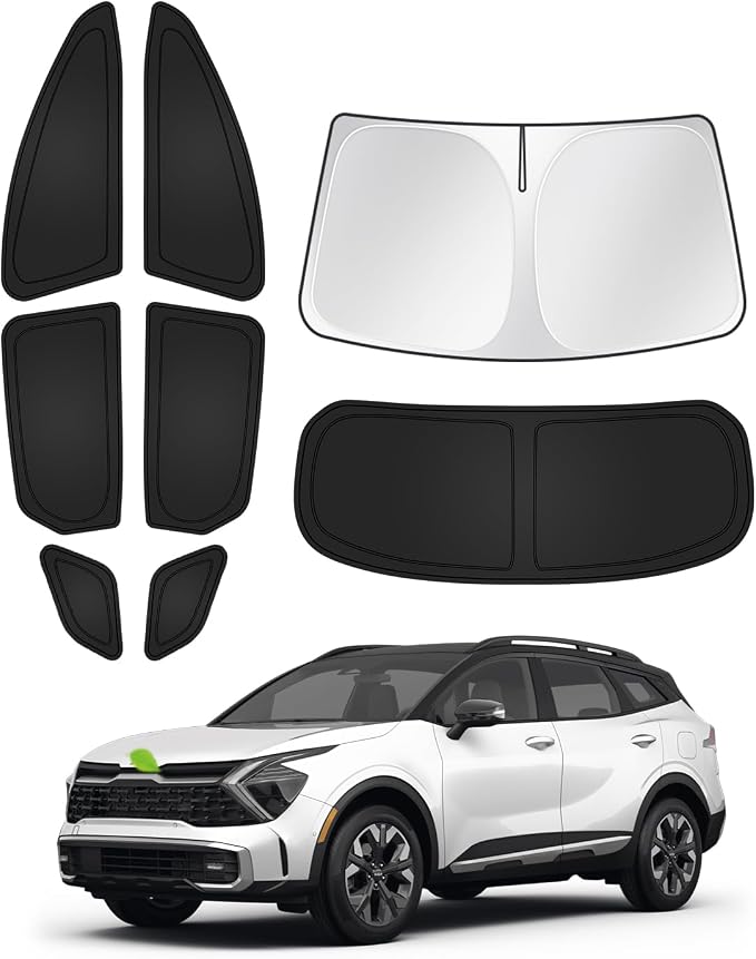 Canvcle Window Shades for 2023-2025 2026 Kia Sportage Accessories Windshield Sun Shade Side Rear Window Covers Sunshade Sun Visor Shield Privacy Protection for Camping Keep Vehicle Cool Black 8PCS by Canvcle