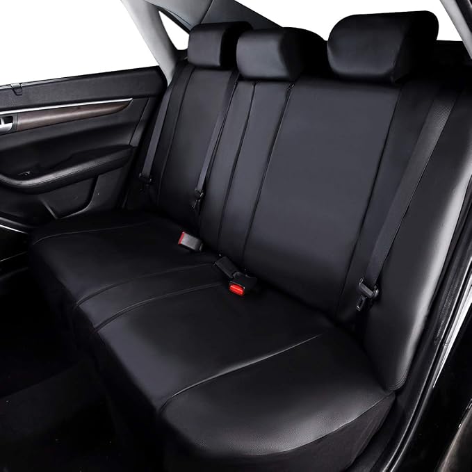 Flying Banner car seat Covers Protects Water Proof Faux Leather Carbon Fiber Front and Rear Bench (Black Black, Full Set - 9PCS) - Image 7