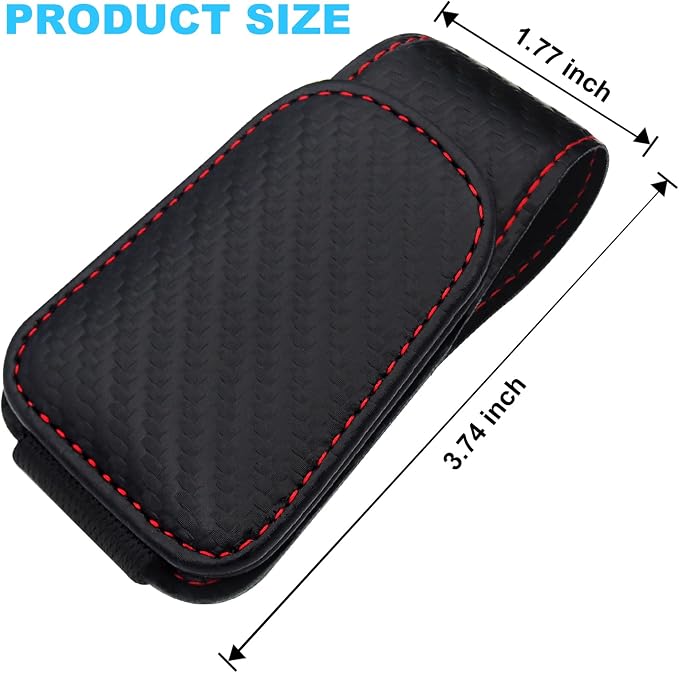 TCJJ Sunglasses Holders for Car Visor,Car Magnetic Glasses Holder Leather Sunglasses Clip and Ticket Card Clip Suitable for Car Interior Visor and Different Size Eyeglasses(Carbon Fibre) - Image 2