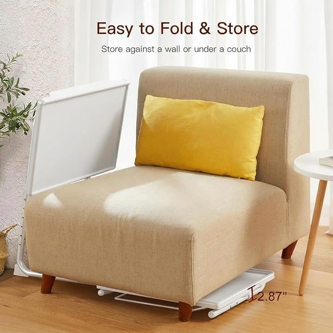 HUANUO Adjustable TV Tray Table - TV Dinner Tray on Bed & Sofa, Comfortable Folding Table with 6 Height & 3 Tilt Angle Adjustments (White) - Image 7