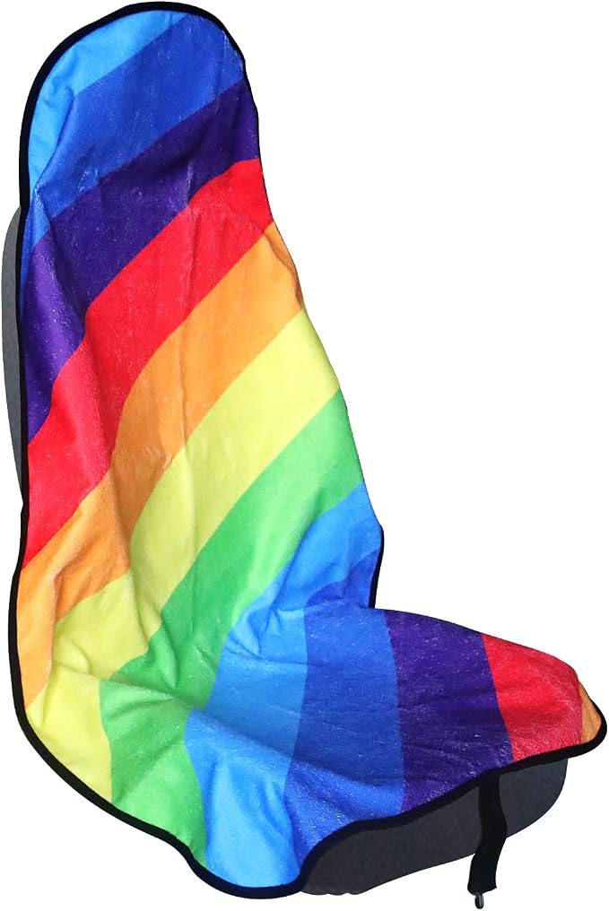 Car Seat Cover Protector Front Seats,for Gym Workout,Running,Swimming,Beach and Hiking,Waterproof Sweat Towel Bucket Seat Covers for Cars SUV Trucks (Rainbow, 1Pcs) by LoyaGour