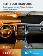 Proadsy Custom Fit 2020-2024 Nissan Titan Windshield Sun Shade, Blocks Heat | 240T Heat Shield, Drops Temp 54°F, Blocks 99% UV, Prevents Dashboard Cracking, Summer Parking & Beach Trips, Easy Twist-Fold - Image 3