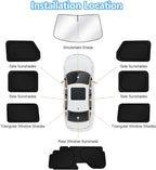 KUST Car Window Shades for 2018-2025 2026 Jeep Wrangler Accessories Windshield Sun Shade Side Rear Window Covers Sunshade Privacy Protection for Camping Blackout UV Block Full Set 8PCS - Image 8