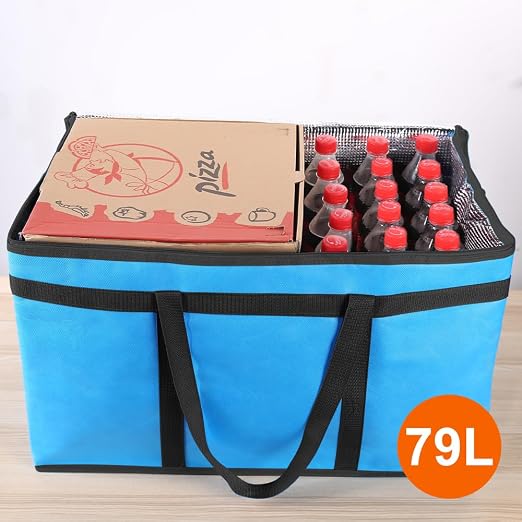 Bodaon 3-Pack Insulated Food Delivery Bag for Hot and Cold Meal, XXXL, Grocery Tote Insulation Bag for Catering, Large Pizza Warmer, Blue - Image 3