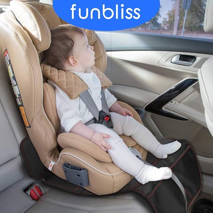funbliss car seat Protector for Child car seat Beige Thick Padding Carseat Kick Mat with Organizer Pockets,Waterproof 600D Fabric,Vehicle Dog Cover Pad for SUV Sedan Leather Seats（2 Pack） - Image 6