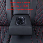 EKR Car Seat Covers for Honda CRV 2017-2022 Leatherette Full Set | Custom Fit for Honda CRV 2017 2018 2019 2020 2021 2022,Factory-Style Interior Upgrade,Faux Leather(Black with Red Piping) - Image 4