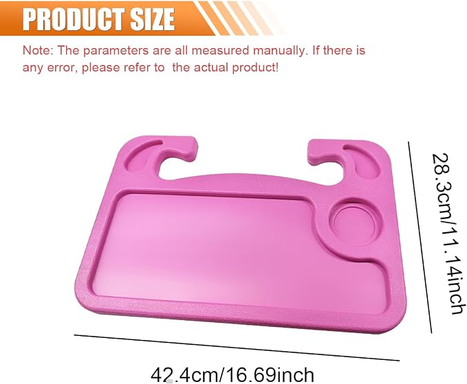 ZIMISI Car Steering Wheel Tray, Computer Office Car Table Tray, Automotive Trays for Eating, Multipurpose Vehicle Desk Travel Accessories for Laptop, Food, Fits Most Steering Wheel (Pink) - Image 2