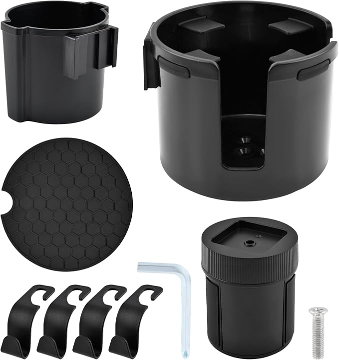 1 Pack Car Cup Holder Expander 2 in 1 Adapter with Expandable Base, Car-Seat Headrest Hook 4 Pack Hanger Storage Organizer fit Universal Vehicle Car Mugs in 2.2"-4.2" (10-48oz) - Image 9