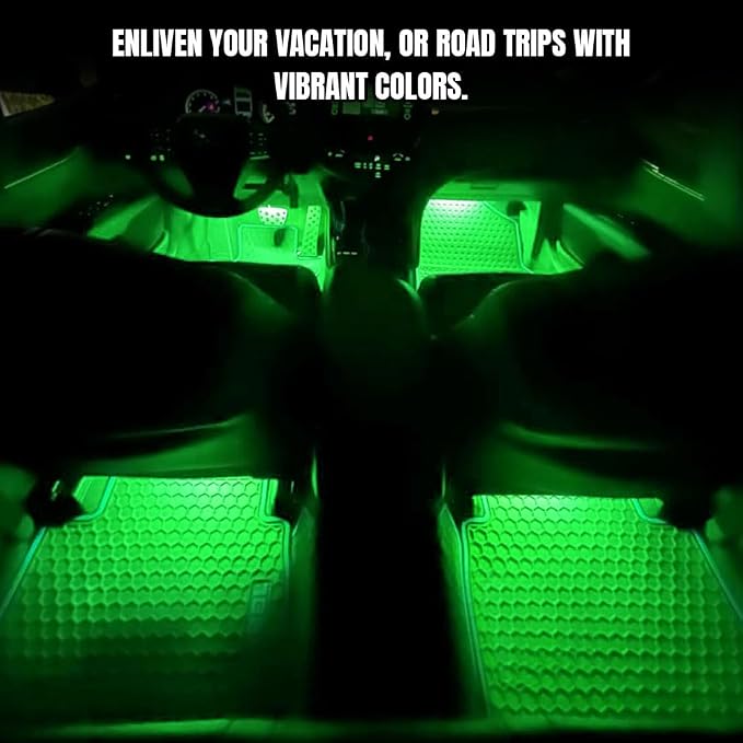 Car LED Strip Light, Interior Car Lights, 12V 24 LED Auto Atmosphere Lamps with Cigarette Lighter, Auto Lamp Ambient Night Light Strip Lighting Kit for Vehicles (Cigarette Lighter/Green) - Image 3