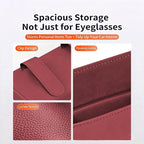 Magnetic Car Sunglasses Holder - Beige Nappa Visor Glasses Case | One-Handed Eyeglass Clip for Large Frames heat-resistant storage for aviators & cards,damage-free,vanity mirror friendly - Image 3