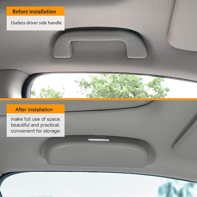 Thenice Sunglasses Storage Box for Honda Civic Accord CRV HRV Camry | Grab handle replacement, glasses case, easy to access, maximize space, easy to install, black color - Image 7