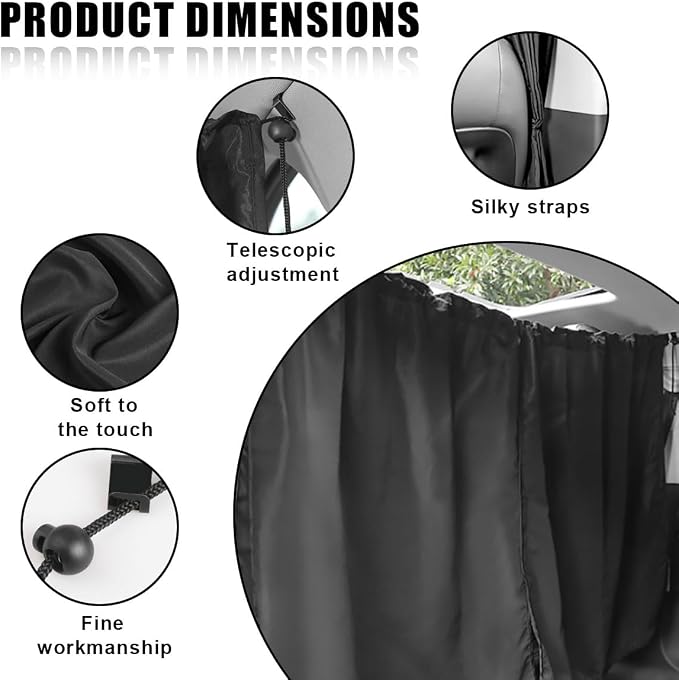 Car Window Shades, UV Protection Privacy Sunshade Covers | Removable Divider Curtains, Universal Car Interior Accessories for Sleeping Traveling Camping - Image 3