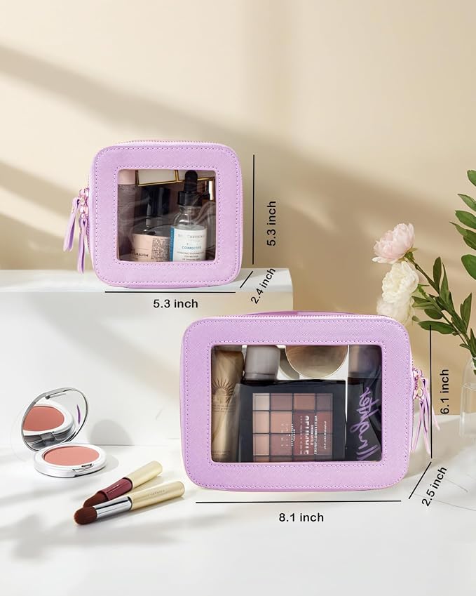 Travel Clear Makeup Bag Set, TSA Approved Cosmetic Bag Case with Zipper Portable Makeup Pouch Toiletry Bag Traveling Cosmetic Organizer Storage Bag Car Organizer Car Essentials - Image 5