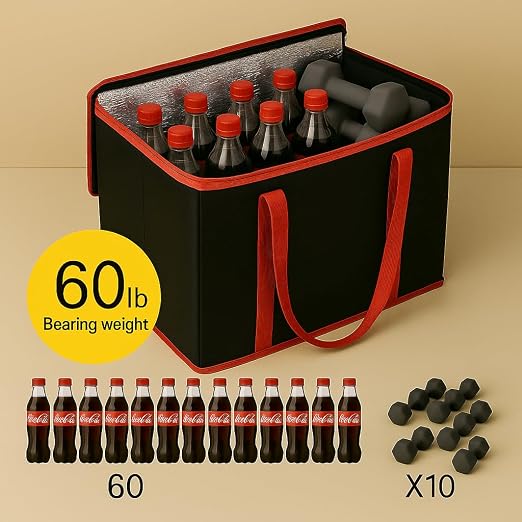 musbus 2Pk Trunk Organizer for Car Insulated Reusable Grocery Bags, Collapsible Cooler Bag for Groceries, Heavy Duty Large Insulated Bag (Large, Charcoal Black) - Image 6