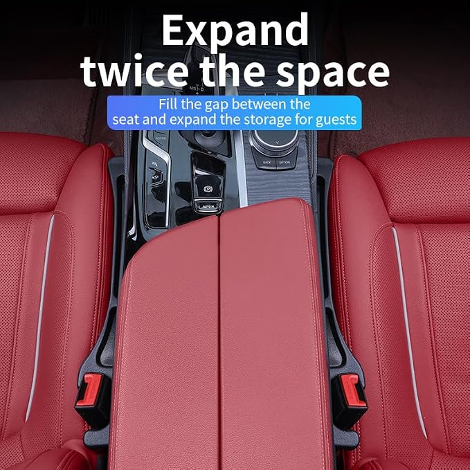 Car Seat Gap Filler Organizer, Universal Fit, Black, PU Leather, 2 Pack with Storage Pockets - Image 7