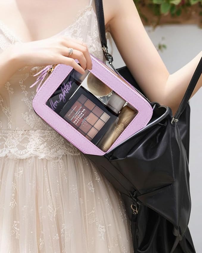 Travel Clear Makeup Bag Set, TSA Approved Cosmetic Bag Case with Zipper Portable Makeup Pouch Toiletry Bag Traveling Cosmetic Organizer Storage Bag Car Organizer Car Essentials - Image 4
