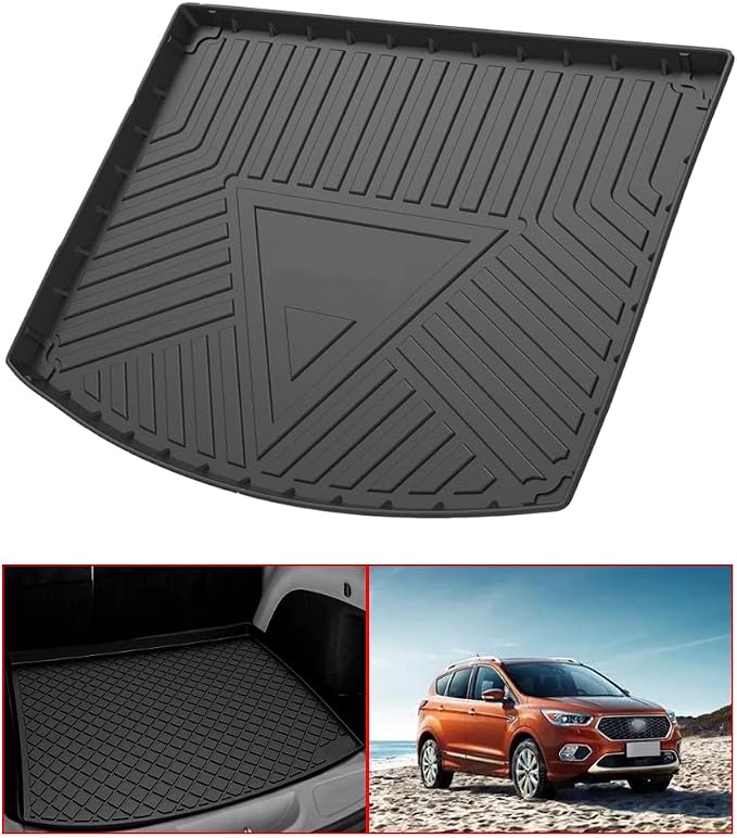 All Weather Rear Cargo Liner Trunk Mats for 2013-2019 Ford Escape Carpet | Fits:Lincoln MKC 2015-2019,3D laser precision fit trunk tray, waterproof Odorless non-slip trunk carpet for SUV and cars - Image 9
