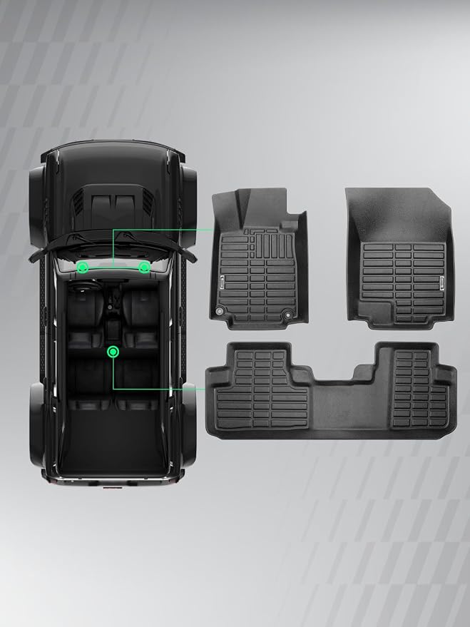 YHTAUTO Automotive Floor Mats for Honda CR-V 2012-2016 | for Carpet Flooring Only | TPE All Weather Car Mats, Anti-Slip & Custom Fit Floor Liners | Front & 2nd Row, Black, Set of 3 - Image 11