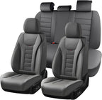 Coverado Car Seat Covers Full Set, Seat Covers for Cars, Front Seat Covers and Back Seat Cover Waterproof Leather Automotive Seat Cover, Universal Car Interior Protectors Cushion for Most Cars by COVERADOAUTO