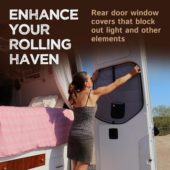 Living in a Bubble Insulated Blackout Rear Window Covers for Mercedes Benz Sprinter - Vanlife Must Have Accessories, Van Life Essentials (Pair) Gray - Rear Door 2007-2018 (NCV3) - Image 3