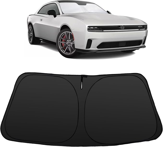 Windshield Sun Shade for 2011 2012 2013-2023 Charger Dodge | Foldable, Full covered for windshield, Block UV Rays, Heat Reduction, Easy to install, Keeps Car Cooler by YYCKE