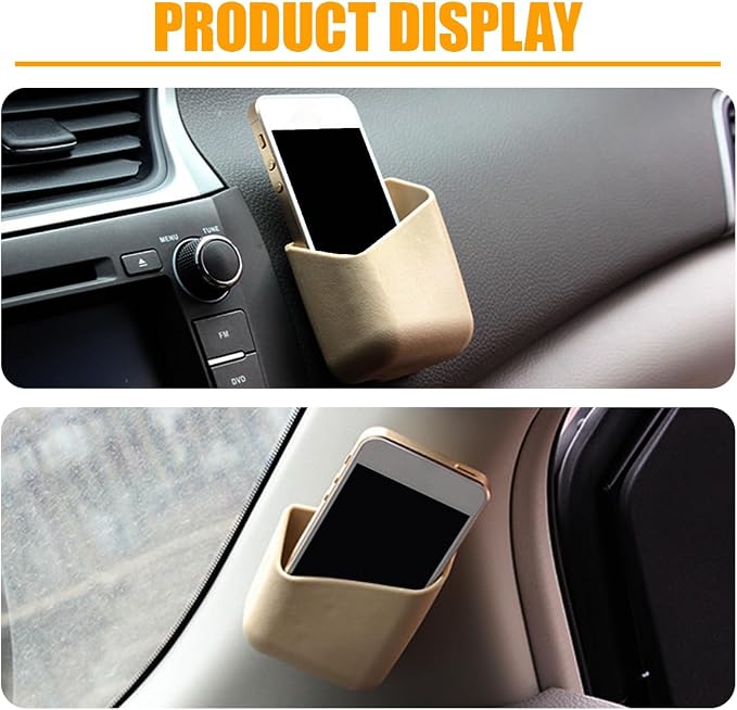 YoRise 2PCS Car Seat Side Pocket Organizer, A-Pillar Sunglass Holder, Stick-On Small Item Automotive Storage Box, Car Seat Gap Filler Organizer for Card, Cigarette, Phone, Registration (Beige) - Image 6
