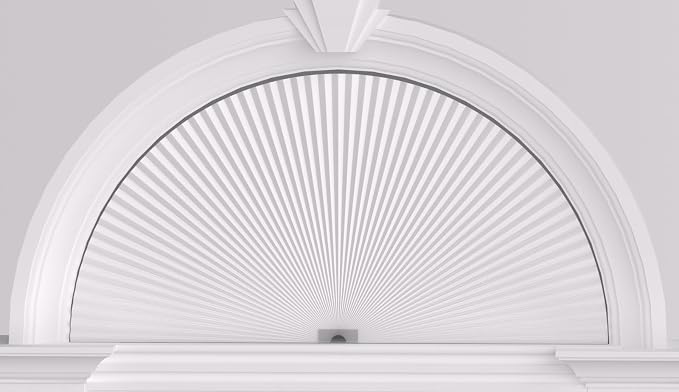 Myshade Arch Window Shades Half Circle Light Filtering Cellular Shades Cordless No Drill Blinds for Windows Half Moon Honeycomb Fabric No Tools Shades Easy Install (1PCS White 72" W X 36" H) by MYSHADE