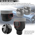 Car Double Cup Holder Extender, 2-in-1 Car Cup Holder Adapter with Adjustable Base, Universal Multifunctional Cup Holder Organizer for Beverage, Snack, Cup, Bottle Storage (Grey) - Image 4