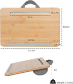 Bamboo Lap Desk for Laptop with Cushion Tablet Phone Holder Handle | Laptop Stand with Anti-Slip Strip Fits up to 14 inch Portable Computer Lap Desk for Couch, Bed & Car - Image 3