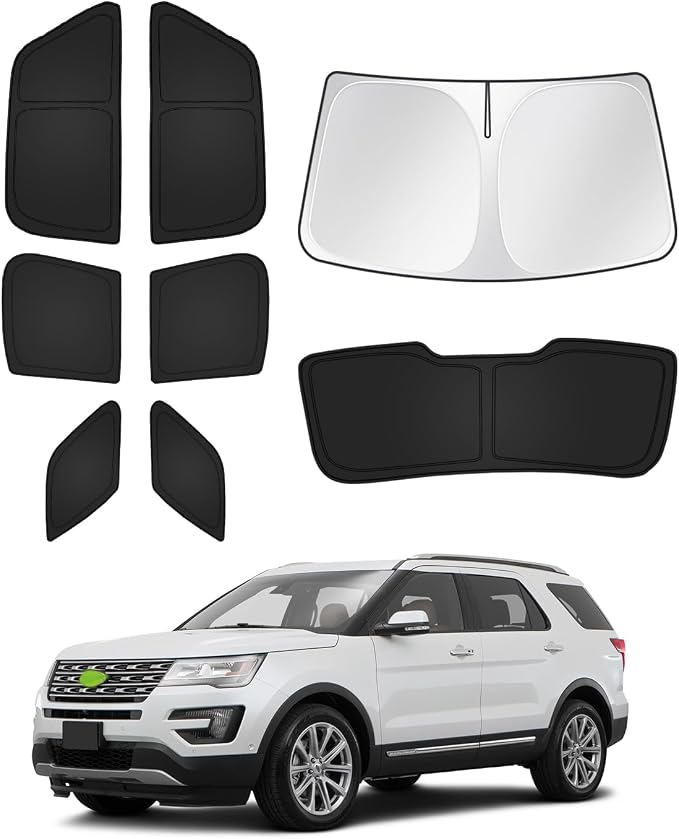 Canvcle Sunshades for Ford Explorer 2011-2019 Accessories Windshield Sun Shade Side Rear Window Shade Cover Sun Visor Shield Privacy Protection Keep Vehicle Cool Black 8PCS by Canvcle