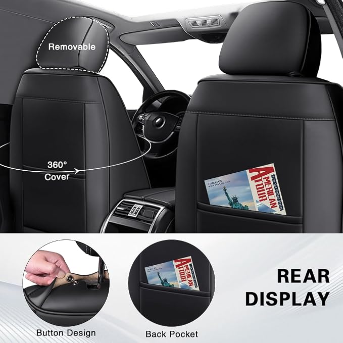 Fit for Toyota RAV4 Seat Covers 2001-2026,Premium Leather, 360° Full Protection, Thick Padding & Memory Foam, Waterproof & Stain-Resistant Car Seat Cover Front Set (2 Seat,Black&Gray) - Image 3