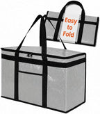 NZ home PRO Large Insulated Food Delivery Bag (2XL, Gray, 1 Pack) | Thermal bag, For cold & hot food, Water-resistant, Portable cooler, Soft sided catering tote, Grocery bag with zippered top by NZhome