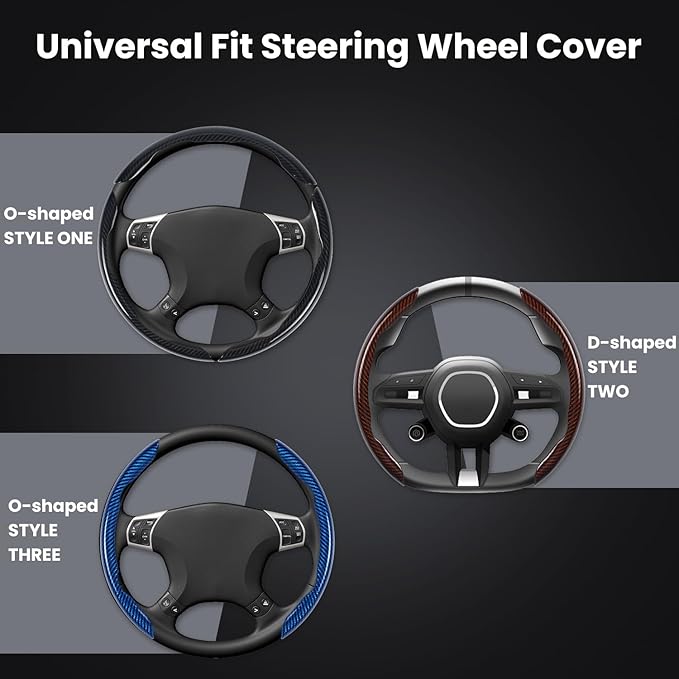 Hiseanllo Carbon Fiber Steering Wheel Cover 3PCS Set – Anti-Slip, Scratch-Resistant, Universal Fit for 14–16 Inch Wheels – Interior Car Accessories for Cars, SUVs, Trucks (Brown) - Image 5