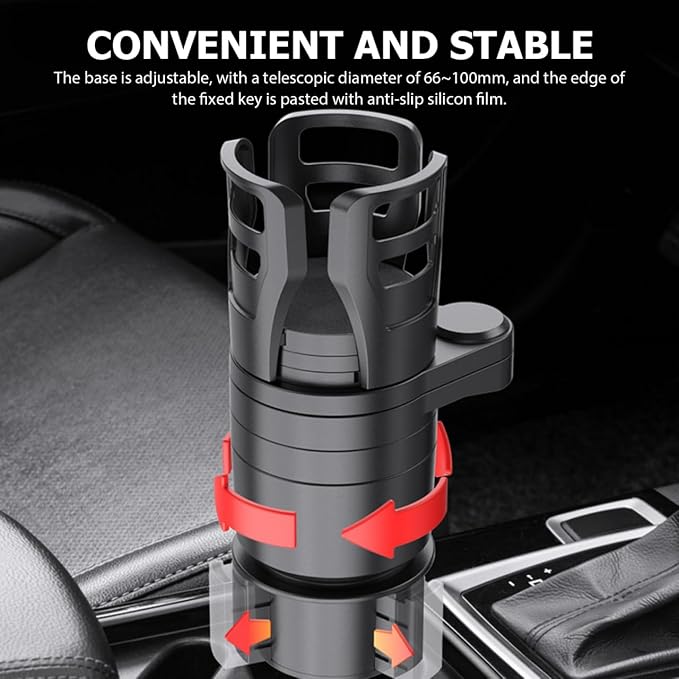 Cabilock Car Cup Holder Expander Multifunction Car Drink Holder with Rotating Base Adjustable Water Cup for Organizer Storage for Mugs and Bottles - Image 4