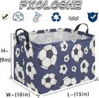 FXOLCSHE Rectangular Easter Soccer Basket,Kid's toy storage box,Collapsible waterproof college dorm laundry basket,Baby Nursery Hamper,Sports Boys soccer basket,Boys Soccer Room Decor(Soccers) - Image 7