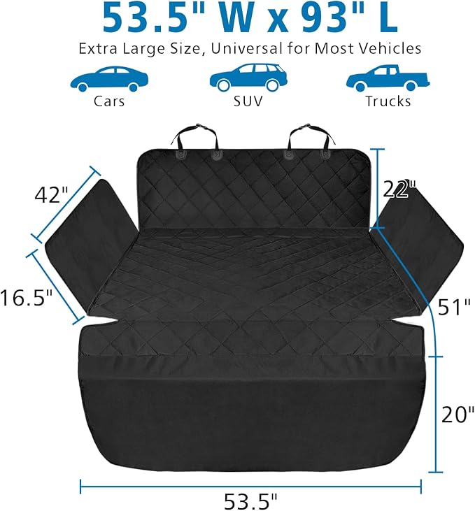SUV Cargo Liner for Dogs - Trunk Cover with Bumper Flap Protector | Waterproof Pet Cargo Cover with Side Flaps, Dog Car Seat Cover with Non-Slip Trunk Mat, Prevents Scratches Pet Hair Mud Dirt - Image 2