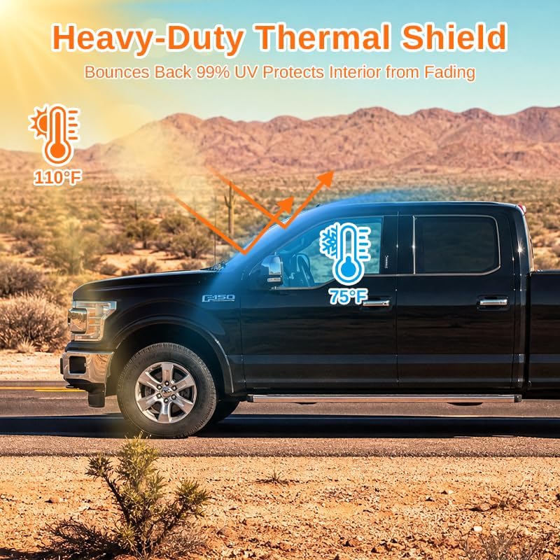 Custom Fit Windshield Sun Shade for 2021-2026 Ford F-150,Heat & UV Blocker - Image 5