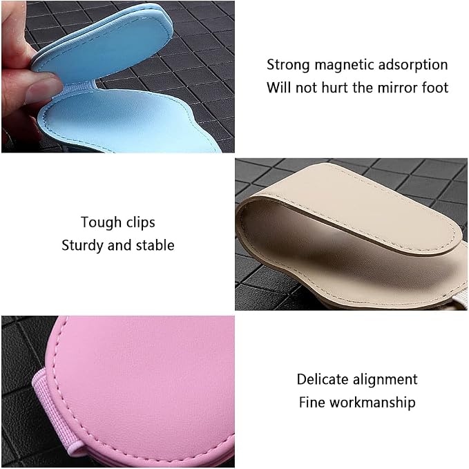 OFBAND Magnetic Sunglass Holder for Visor, PU Leather Car Organizer, Universal Accessory (Wine Red) - Image 3