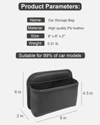 Car Seat Side Pocket Organizer for Car Doors and Consoles, Off-Black | Reusable Adhesive Car Storage Bag, Holds phones keys wallet sunglass etc, Suitable for all vehicles, PU Leather - Image 2