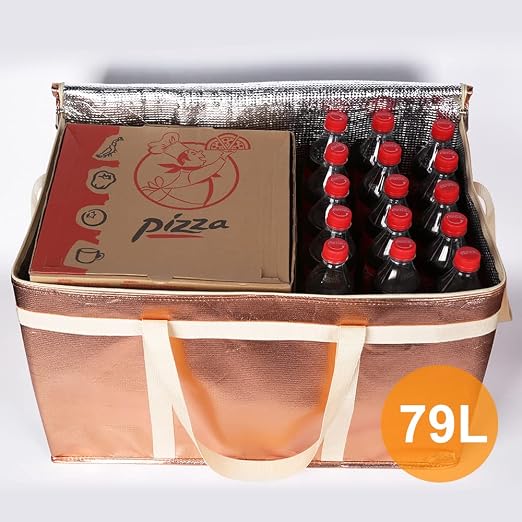 Bodaon 2-Pack Insulated Pizza Delivery Bags, XXX-Large Commercial Food Delivery Insulation Bag for Hot/Cold Food, Large Capacity Reusable Warming Bag, Gold - Image 4