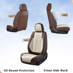 Coverado Leather Car Seat Covers Full Set, 5 Seats Waterproof Seat Covers for Cars Front and Rear Seat Cushions Protectors Universal Fit Most Vehicles (Bronw&Beige) - Image 2
