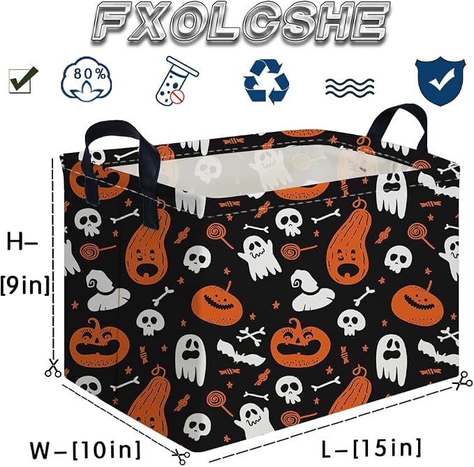 Halloween Ghost thriller basket,Empty Halloween basket,Horror and thriller decor,Trick or Treat Box for Boys and Girls,Horror decor(Cute pumpkin) - Image 7