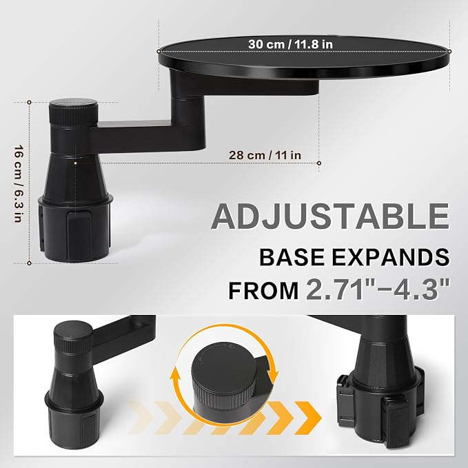Car Tray Table & Car Desk for Laptop, Dual 360° Rotating Cup Holder Tray, Anti-Slip Leather-Textured Car Food Tray for Eating, Working & Makeup, Compatible with Tesla Model Y/3/S & Most Vehicles - Image 3