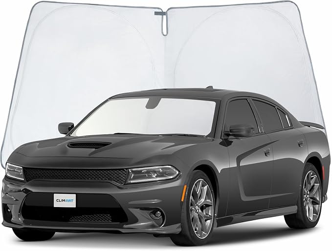 CLIM ART Windshield Sun Shade for Dodge Charger 2011-2023, Custom-Fit Foldable Car Sunshade, Vehicle Sun Protector, Front Auto Windshield Cover, Car Accessories - WS5024 by CLIMART