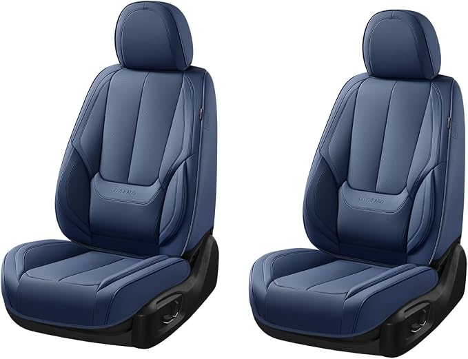 Coverado Seat Covers, Car Seat Covers Front Seats, Car Seat Cover, Car Seat Protector Waterproof, Car Seat Cushion Nappa Leather, Blue Seat Covers Carseat Cover Universal Fit for Most Cars by COVERADOAUTO