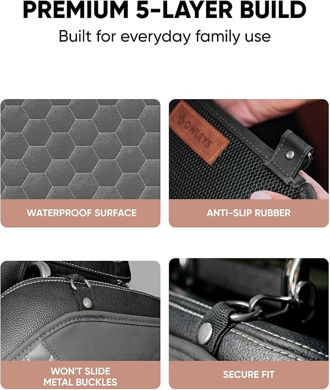 Kick Mat Back Seat Protector - Car Back Seat Cover for Kids Feet - Waterproof & Sturdy Protector for Upholstery from Dirt, Mud, Scratches and Stain (Gray) - Image 4