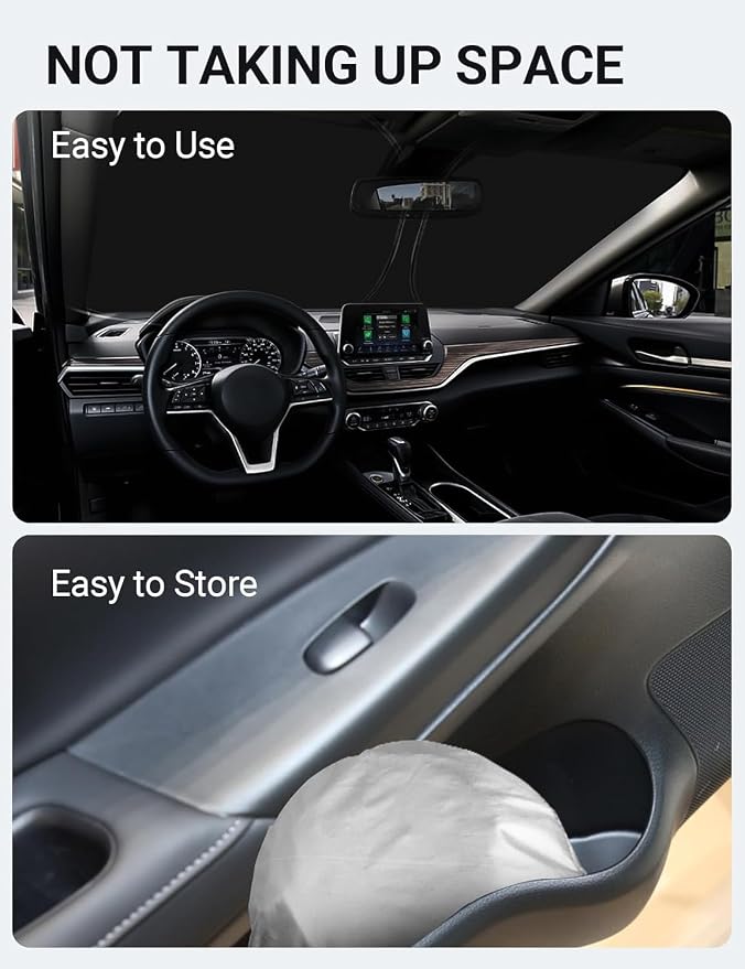 Proadsy Custom Fit Car Windshield Sun Shade for 2020-2025 Nissan Sentra | 240T Heat Shield, Drops Temp 54°F, Blocks 99% UV, Prevents Dashboard Cracking, Summer Parking & Beach Trips, Easy Twist-Fold - Image 9