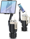 Porfortop 2-in-1 Cup Holder Tablet Mount Expander, 2-Section Foldable 15" Height Adjustable Arm & 360° Rotation, Universal Fit for iPad, iPhone, All Smartphones and Most Bottles for Car SUV Truck by Porfortop